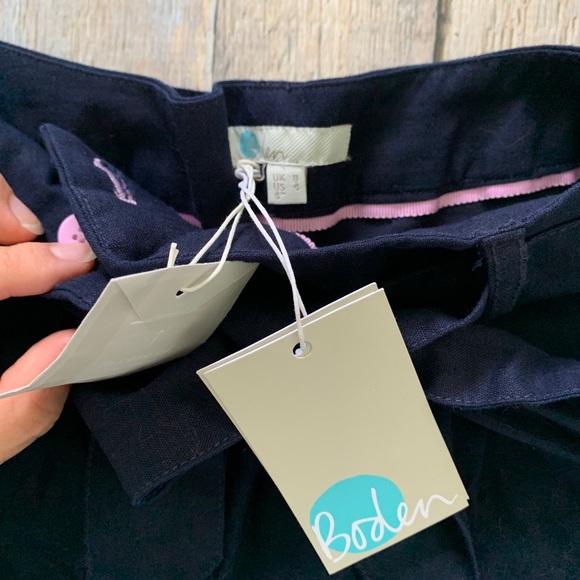 NWT Boden Cora linen shorts navy size 4 - Picture 3 of 5
